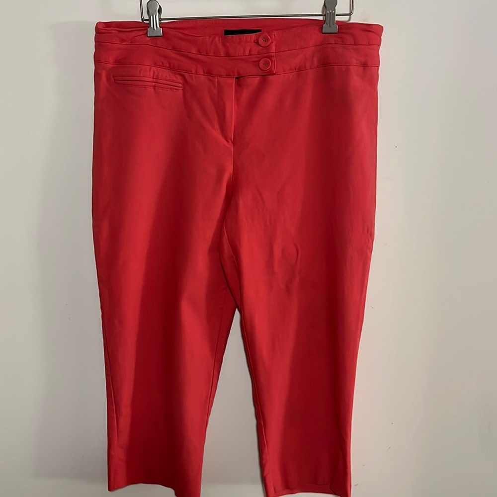 Sharagano Cropped Capri Pants High Waisted Double Button Trousers